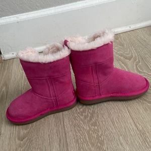 Koolaburra Pink Fur Trim Round Toe Snow Boots
